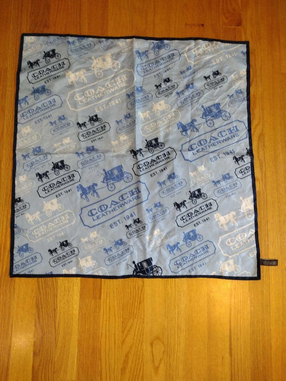 COACH Blue White 100% Silk 27